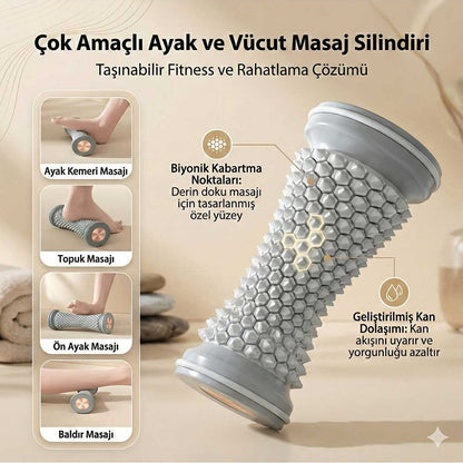 Ortopedik Ayak ve Baldır Masaj Silindiri - Topuk Dikeni ve Ağrı Giderici Yoga Pilates Rulosu